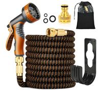 Tuyau d'arrosage extensible - 30 m - Orange - Pistolet 10 fonctions