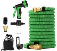 Tuyau d'arrosage extensible 45 m avec âme en latex naturel 3 couches et 9 modes d'arrosage - anti-fuite et anticorrosion - pour le nettoyage de la pelouse et de la voiture