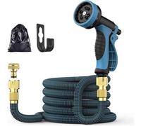 Tuyau d'arrosage extensible avec 10 modes de pulvérisation, extensible jusqu'à 15 mètres, équipé d'une buse de pulvérisation pour les travaux de jardinage.