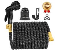 tuyau d'arrosage extensible de 22 m - Tuyau flexible extensible résistant à la haute pression, raccord en laiton & douchette universelle
