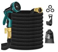 Tuyau d'arrosage extensible de 30 mètres, avec un embout de pulvérisation à 10 modes et des raccords en laiton