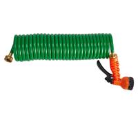 Tuyau d'arrosage extensible en spirale - 15 mètres - Pistolet de douche multifonction avec 7 types de jets - Fabriqué en plastique flexible - Idéal pour l'arrosage des plantes et le lavage des voiture