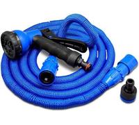 Tuyau d'arrosage extensible - Extensible jusqu'à 22 mètres - 7 modes d'arrosage - Bleu - Tuyau d'arrosage avec pomme d'arrosage