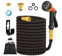 Tuyau d'arrosage extensible - Jusqu'à 30 m - Orange - Pistolet d'arrosage 8 fonctions