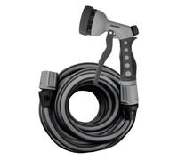 Tuyau d'arrosage extensible - Polymère élastique - 8,33 à 25m - Gris - Léger et maniable - Installation facile