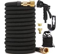 Tuyau d'arrosage fin de 30 m de long avec une âme souple à trois couches, tuyau flexible anti-torsion, tous les raccords à vis en laiton de haute qualité.