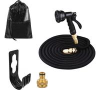 Tuyau d'arrosage flexible - 10-30 mètres - avec pistolet - noir
