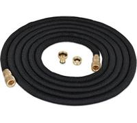 Tuyau d'arrosage flexible de 15 m, extensible, noir, raccords 1/2'' et 3/4''