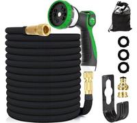 Tuyau d'arrosage flexible de 15 m - robuste, 10 modes de pulvérisation - raccords en cuivre - ne s'obstrue pas - idéal pour le jardin et la maison