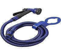 Tuyau d'arrosage flexible de 7,5 m, léger, pistolet d'arrosage manuel à 8 positions, raccord universel, filetage intérieur 3/4"-1/2" et dispositif de suspension, bleu