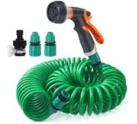 Tuyau d'arrosage flexible Unyqoos® de 15 mètres – Kit complet avec un embout de pulvérisation à 8 fonctions, un manche ergonomique antidérapant, et fabriqué en ABS/PE pour l'utilisation en jardin et p