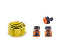 Tuyau d'arrosage jaune Karcher de 50m & GRIFEMA GE1103, Kit de Raccordement de Robinet/Tuyau de Jardin avec Connecteur Waterstop 1/2"