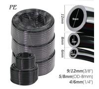 Tuyau d'arrosage PE noir 10/20/30/50M OD-6mm 8mm 12mm, résistant à la pression 4/6mm 5/8mm 9/12mm, tuyau d'irrigation goutte à goutte 3/8 "1/4", Tube d'arrosage Black