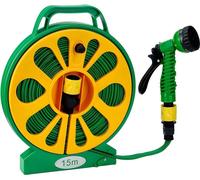 Tuyau d'arrosage pour jardin - Tuyau d'irrigation en PVC, 15 mètres - Pistolet de pulvérisation avec 5 types de jets - Compatible avec les robinets de 1,27/1,9 cm - Pour le nettoyage du jardin