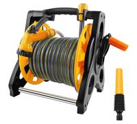 Tuyau d'arrosage rétractable - 25 mètres - 2 en 1 - Peut être posé au sol ou fixé au mur - Guide-tuyau intégré - Buse de pulvérisation - Raccords rapides