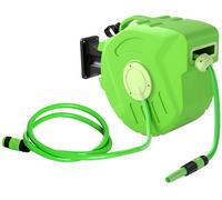 Tuyau d'arrosage rétractable - Bobine à fixer au mur - Enrouleur automatique - Tuyau d'eau de 15 mètres - Orientable à 180° - Plastique