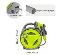Tuyau d'arrosage rétractable - Enrouleur de tuyau de 12 mètres - Portable - Autoportant - Tuyau en caoutchouc - Rangement gain de place - Gris-vert