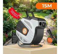 Tuyau d'arrosage rétractable - Support mural pour bobine de tuyau - Mécanisme d'enroulement automatique - Tuyau en PVC de 10 à 35 mètres - Rotation à 180° - Buse de pulvérisation réglable en 10 positi