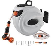 Tuyau d'arrosage - Tuyau de jardin avec enrouleur automatique - Longueur : 35 mètres - Système d'enroulement automatique - Siège pivotant à 180 degrés - Support de fixation - Robinet d'arrosage intégr