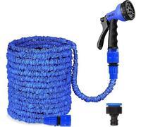 Tuyau d'arrosage - Tuyau d'eau flexible extensible pour la maison, la pelouse, la voiture - 8 fonctions gicleur professionnel - 457 m bleu