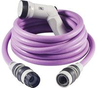Tuyau d'arrosage Unyqoos® de 15 mètres, extensible, compact et léger, prêt à l'emploi immédiatement, couleur lavande, avec pistolet multifonction (4 types de jets), système Aquastop, sans PVC ni phtal