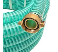 Tuyau d'aspiration avec raccords en laiton - 4 m - 25 mm - Vert - Tuyau d'arrosage en plastique pour irrigation de jardin, pelouse, terrasse - Avec valve de pied et tamis - Flexible et résistant aux