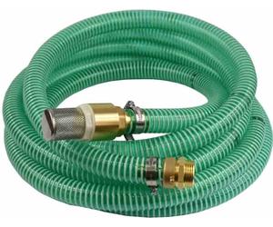tuyau d'aspiration + de refoulement 1"/25mm avec crépine, clapet anti-retour + double mamelon 1" AG 25m