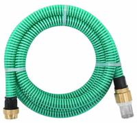 Tuyau d'aspiration - Tuyau de pompe en PVC - 10 mètres - Ø 2,8 cm - Raccords en laiton - 6 bars - Température : de -5°C à 60°C - Couleur : vert armée