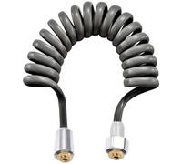 Tuyau de douche extensible avec ressort télescopique à haut débit | Rallonge de 5 m pour pulvérisateur de bidet WC - Gris argenté - Raccord G1/2 en polyuréthane renforcé - Noyau en cuivre