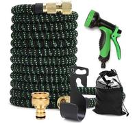 Tuyau de jardin 25 à 100 pieds extensible - tuyau flexible léger extensible tuyau d'eau durable avec des raccords en laiton massif de 3/4 pouces, pour l'arrosage et le lavage