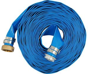Tuyau de lavage pour piscine - Tuyau plat en PVC Ø 3,8 cm x 15,2 m - Très résistant - Renforcé - Évacuation d'eau et nettoyage - Bleu