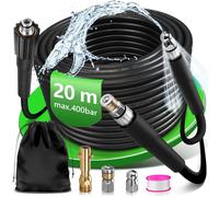 Tuyau de nettoyage de canalisations, 20 mètres, raccordement M22 + adaptateur Karcher, 2 buses