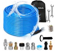 Tuyau de nettoyage de canalisations 30 m Kit nettoyage pour Kärcher K2-K7 | nettoyeur haute pression Bosch - 5800 PSI - Jet d'eau - Tuyau de débouchage (bleu)