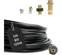 Tuyau de nettoyage de tuyau - Kit professionnel 5 pièces pour Kärcher Kränzle Professional HD HDS 63900290 & 57630400 Raccord 1/8" AG : M22 x 1,5 IG & baïonnette adaptateur laiton M22 x 1,5 AG 20m