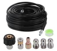 Tuyau de nettoyage haute pression, 1200 PSI - Double épaisseur renforcée - Adapté à l'eau froide et chaude - Raccord rapide - Compatible avec les nettoyeurs haute pression - Matériau : PE/PVC - Tuyau 