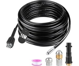Tuyau de nettoyage haute pression de 10 m avec tube intérieur en polyéthylène renforcé couche polyester buse rotative pour le retrait des canalisations de gouttières 180 bar