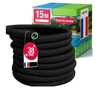 Tuyau de piscine 38mm 15m noir - Flexible & démontable - Raccord pour pompe, Skimmer & filtre à sable - Tuyau de pompe 38 mm