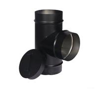 Tuyau de poêle 3 voies en acier - Conduit pour cheminée pour bois avec clapet réglable et capuchon anti-débris - Résistant haute température pour insertion foyer - Diamètre 100/125mm(100)