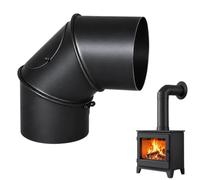 Tuyau de Poêle Coudé Noir Ø 100 mm - Réglable 0-90° - avec Trappe de Révision/Porte de Nettoyage - Tube en Acier 2 mm - Coude de Conduit de Fumée Pivotant - pour Poêle à Bois/Granulés/Cheminée