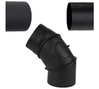 Tuyau de Poêle Coudé Noir Ø 150 mm - Réglable 0-90° - avec Trappe de Révision/Porte de Nettoyage - Tube en Acier 2 mm - Coude de Conduit de Fumée Pivotant - pour Poêle à Bois/Granulés/Cheminée