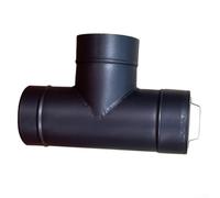 Tuyau de poêle en acier inoxydable noir de 15,2 cm, joint en T en acier inoxydable de 150 mm, avec bouchon de nettoyage pour poêle à bois, résistant aux hautes températures, compatible avec isolation