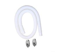 Tuyau de rechange pour pompe de piscine - 3,2 cm - Tuyau enroulé en spirale avec colliers de serrage pour systèmes d'aspiration de piscine hors sol - Blanc - 1,5 m (1 tube et 2 boucles)