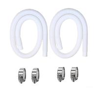 Tuyau de rechange pour pompe de piscine - 3,2 cm - Tuyau spiralé avec colliers de serrage pour systèmes d'aspiration de piscine hors sol - Blanc - 1,5 m (2 tubes et 4 boucles)
