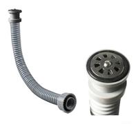 Tuyau de trop-plein d'évier gris en polypropylène avec fil d'acier | Tuyau de vidange flexible à filetage G1-1/2" pour lavabo de cuisine et salle de bain | Joint rond pour prévention des déversements