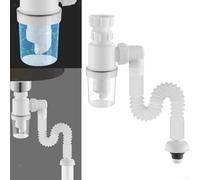 Tuyau de trop-plein flexible pour évier en acier inoxydable - Tube d'évacuation extensible rectangulaire 230-600 mm 75 x 40 mm Solution d'évacuation de cuisine