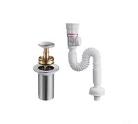 Tuyau de vidange flexible de lavabo avec joint en silicone, kit de vidage pop-up en acier inoxydable pour éviers de salle de bain, installation facile sans outil pour trop-plein et sans trop-plein