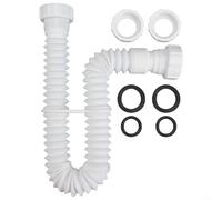 Tuyau de vidange flexible pour évier | Siphon en P habituel avec adaptateur pour tuyau ondulé extensible de 20 à 80 cm | Kit anti-fuite pour cuisine, salle de bain, camping-car, salon