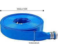 Tuyau de vidange pour piscine - Tuyau plat pour lavage à contre-courant - Diamètre intérieur : 5,08 cm - Longueur : 30,48 m - 90 PSI - Irrigation et drainage - Polyester/PVC - Bleu