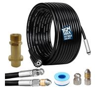 Tuyau Déboucheur Canalisation, 15 M Kit De Nettoyage De Canalisations, Kit Furet Professional Avec Ruban Adhésif, Adaptateur M22, Buses Jet Et Rotatives, Tuyau Haute Pression Compatible Avec K2-K7