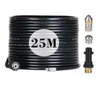 Tuyau Déboucheur Canalisation 25m 180 Bar, Kit Nettoyage Haute Pression pour Kärcher K2-K7, Buse Jet et Rotative,Adaptateurs Inclus